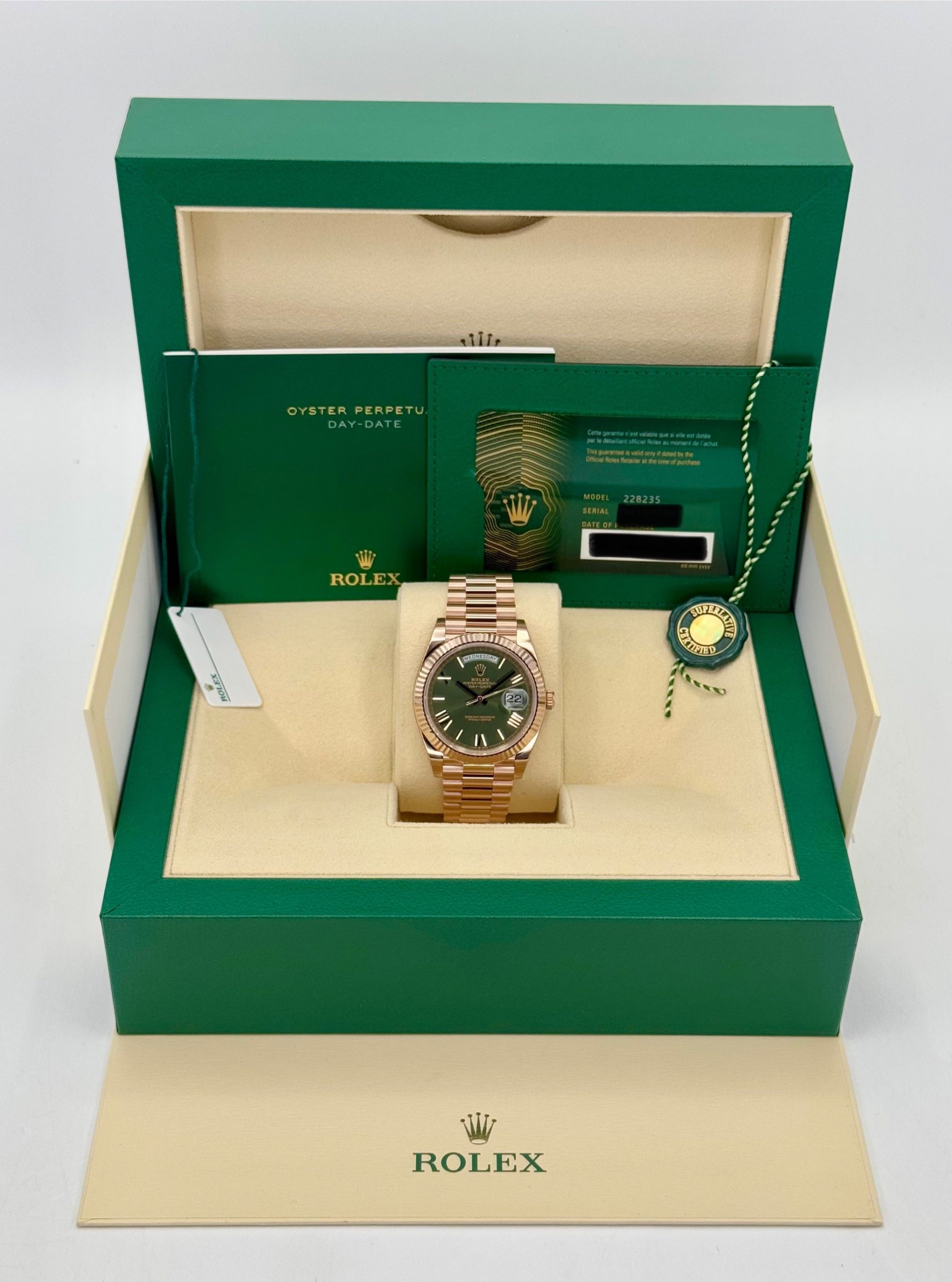 NEW 2025 Rolex Day-Date 40mm 228235 Presidential Rose Gold Olive Dial - Image 9