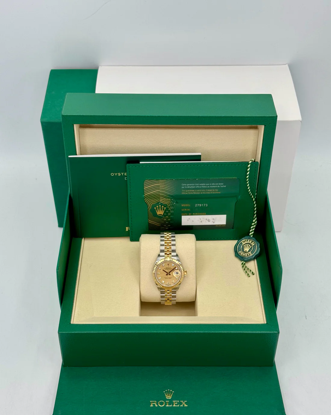 NEW 2025 Rolex Lady Datejust 28mm 279173 Jubilee Champagne Diamond Dial - Image 8