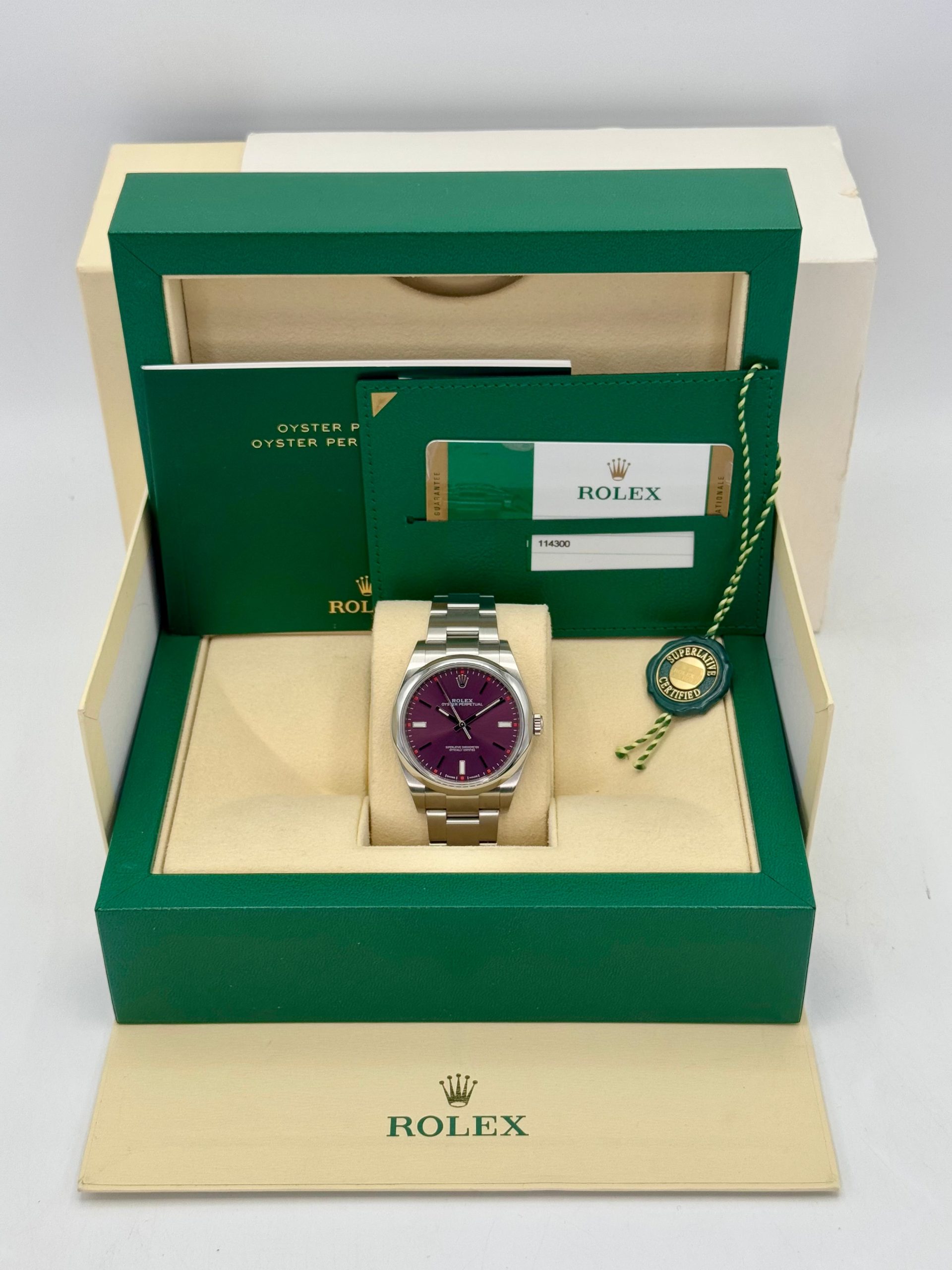 2018 Rolex Oyster Perpetual 39mm 114300 Grape Dialr - Image 10
