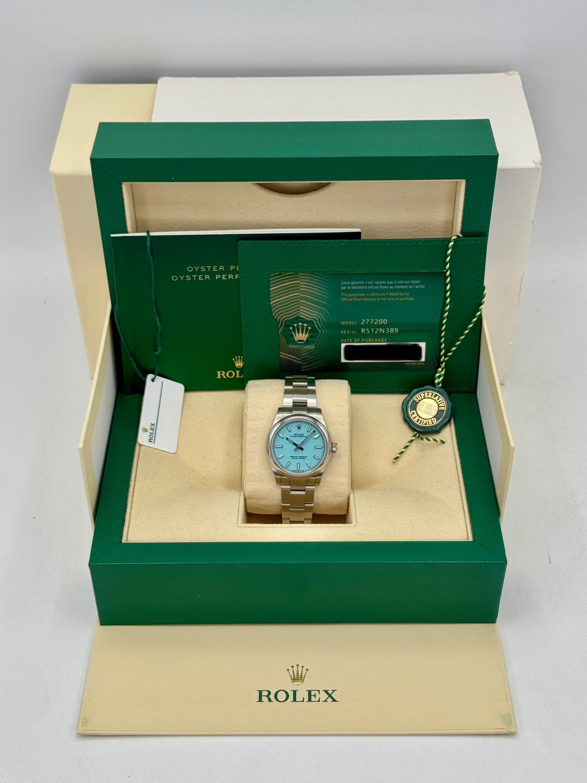 2021 Rolex Oyster Perpetual 31mm 277200 Turquoise Tiffany Blue Dial - Image 9