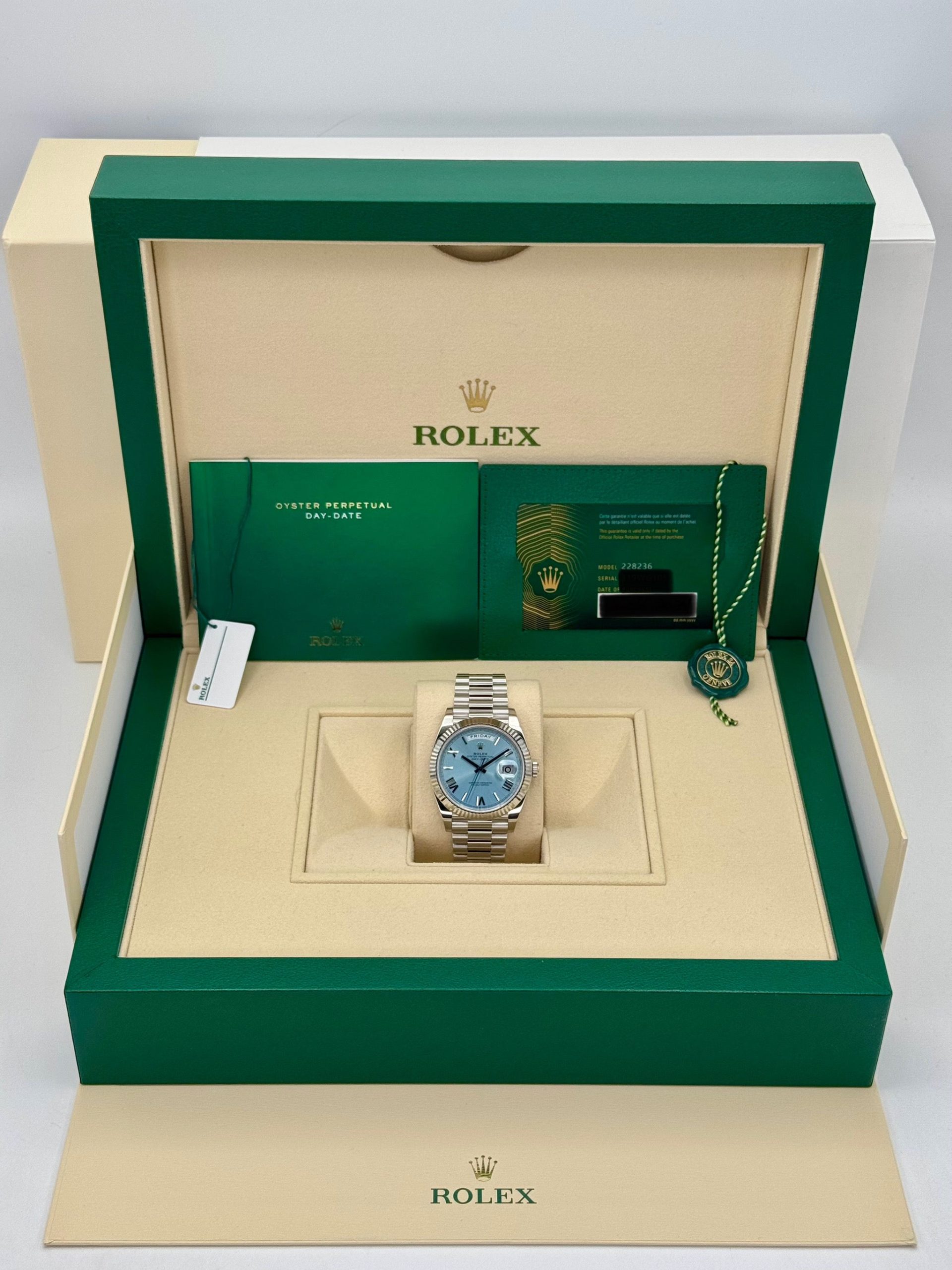 NEW 2024 Rolex Day-Date Platinum 40mm 228236 Ice-Blue Roman Dial - Image 10
