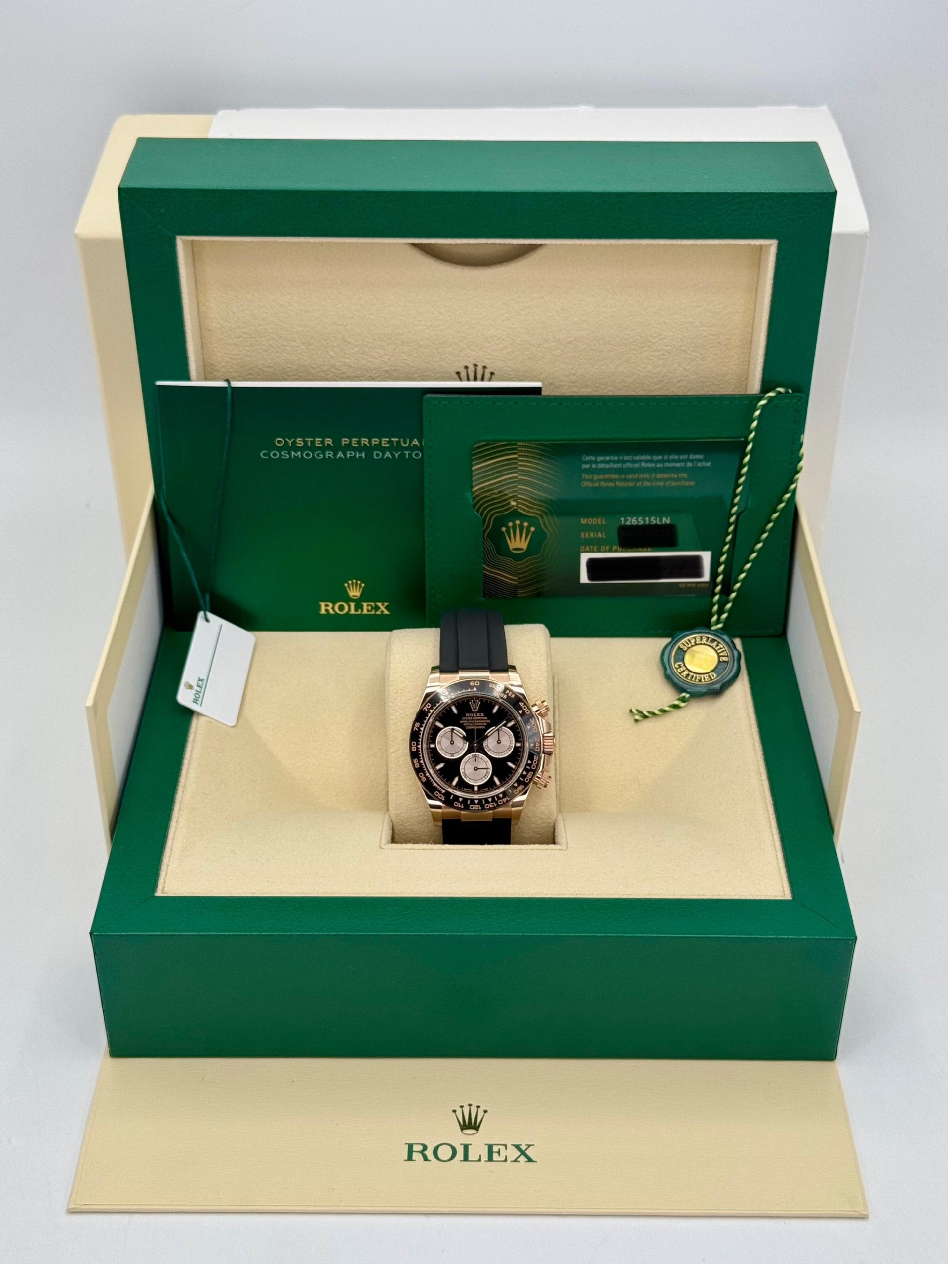 NEW 2024 Rolex Daytona 40mm 126515LN Rose Gold Oysterflex Black Dial Dial - Image 10