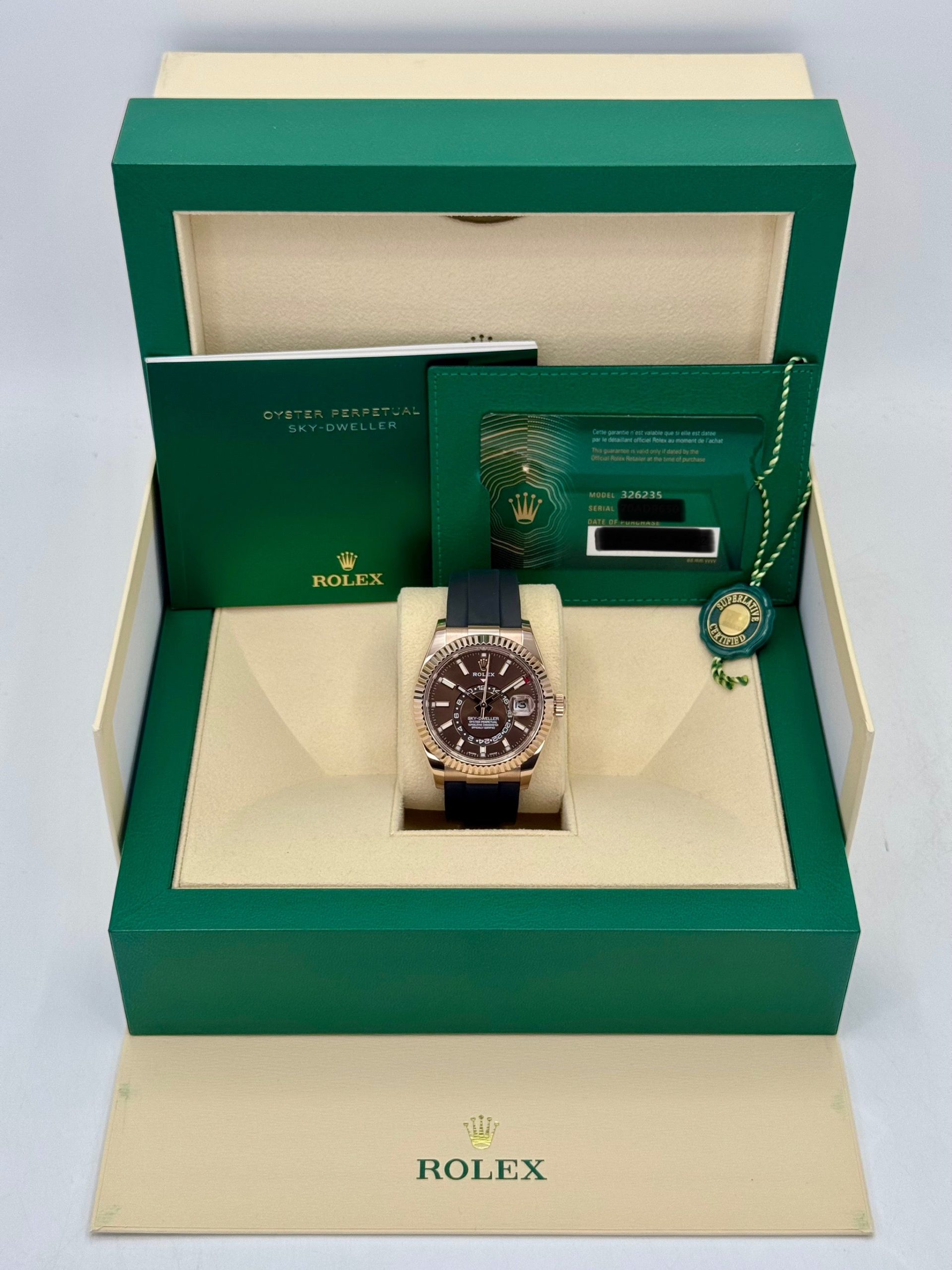 2022 Rolex Sky-Dweller 42mm 326235 Rose Gold Oysterflex Chocolate Dial - Image 9