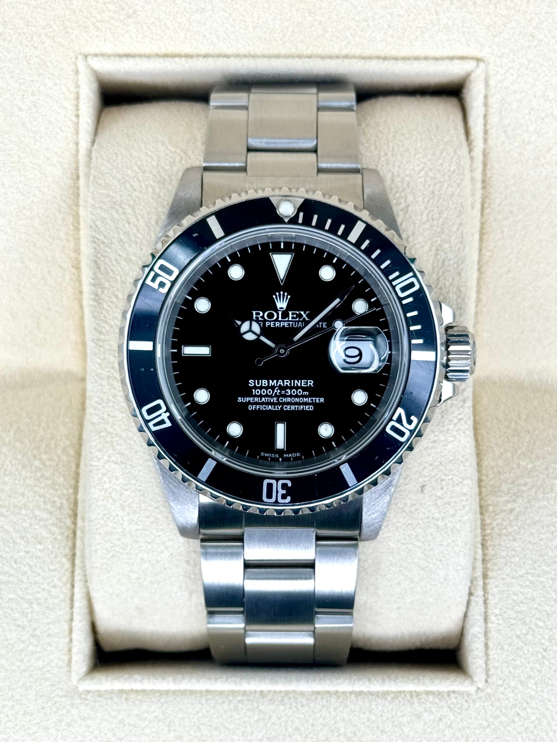 2001 Rolex Submariner Date 40mm 16610 Stainless Steel Black Dial