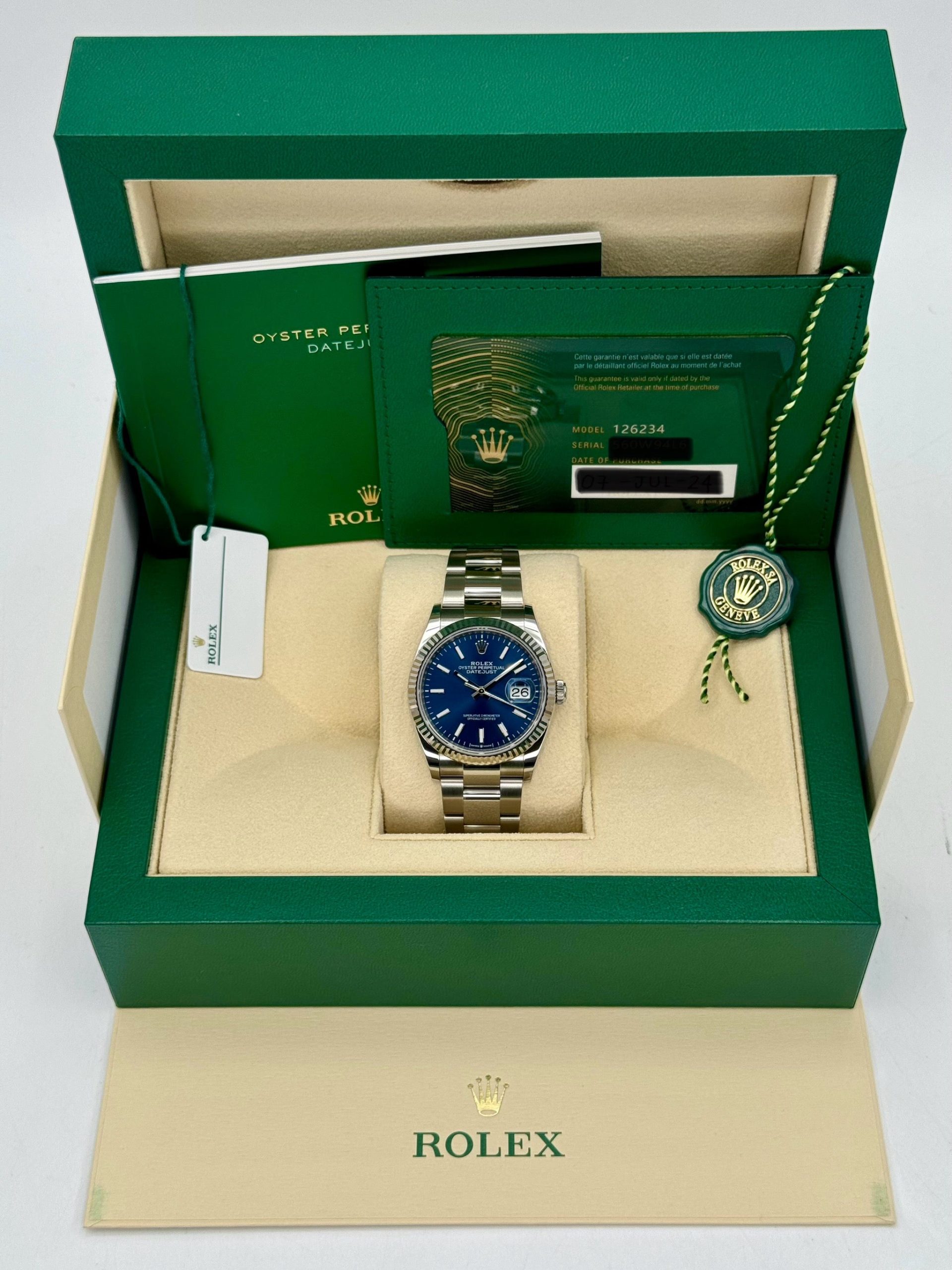 NEW 2024 Rolex Datejust 36mm 126234 Stainless Steel Oyster Blue Dial - Image 11