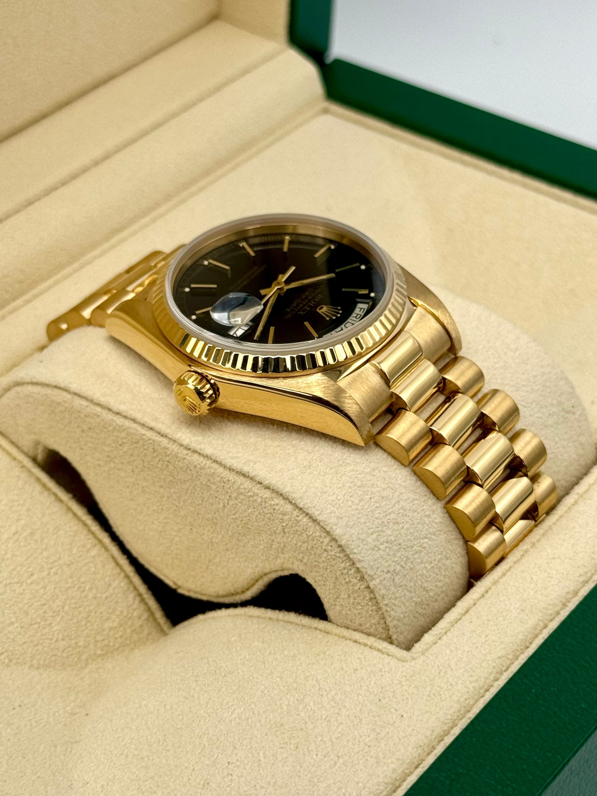 1981 Rolex Day-Date 36mm 18038 Presidential Black Dial - Image 9