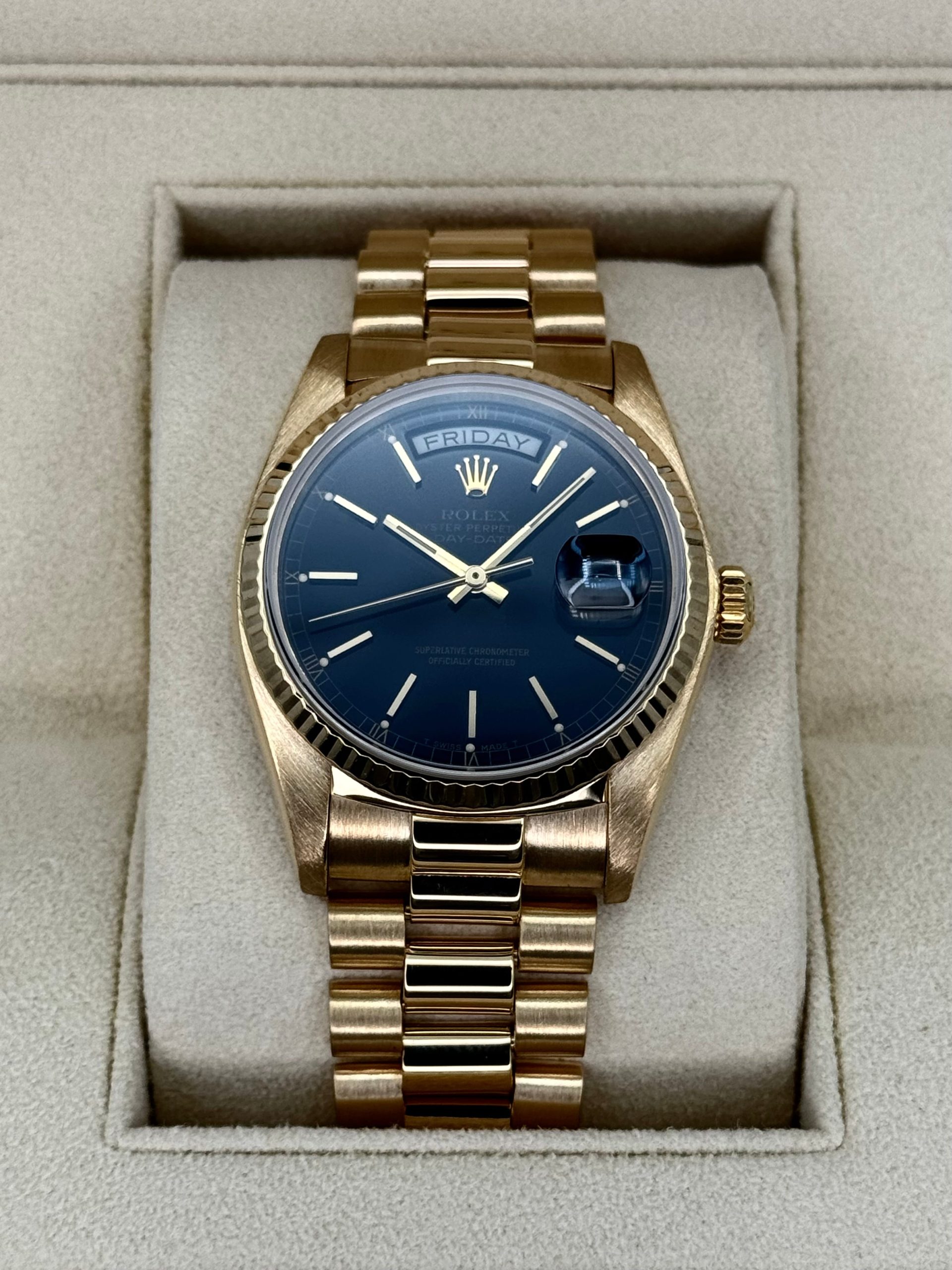 1981 Rolex Day-Date 36mm 18038 Presidential Black Dial