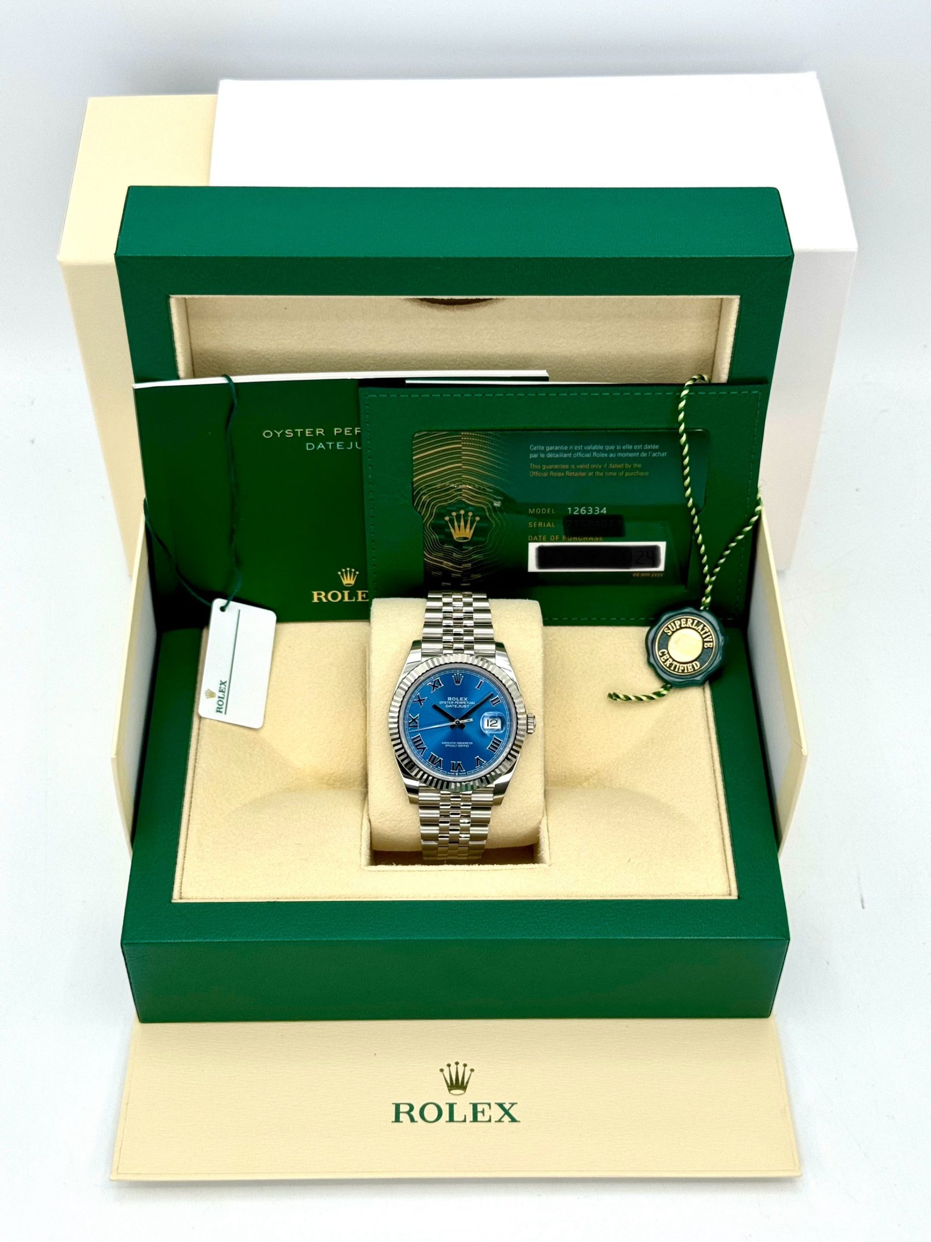 NEW 2024 Rolex Datejust 41mm 126334 Jubilee Blue Roman Numeral Dial - Image 12