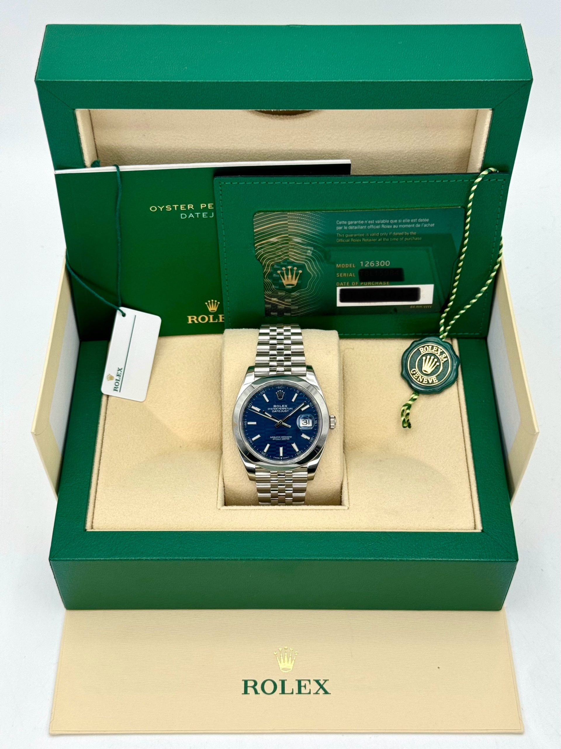 2022 Rolex Datejust 41mm 126300 Stainless Steel Jubilee Blue Motif Dial - Image 11