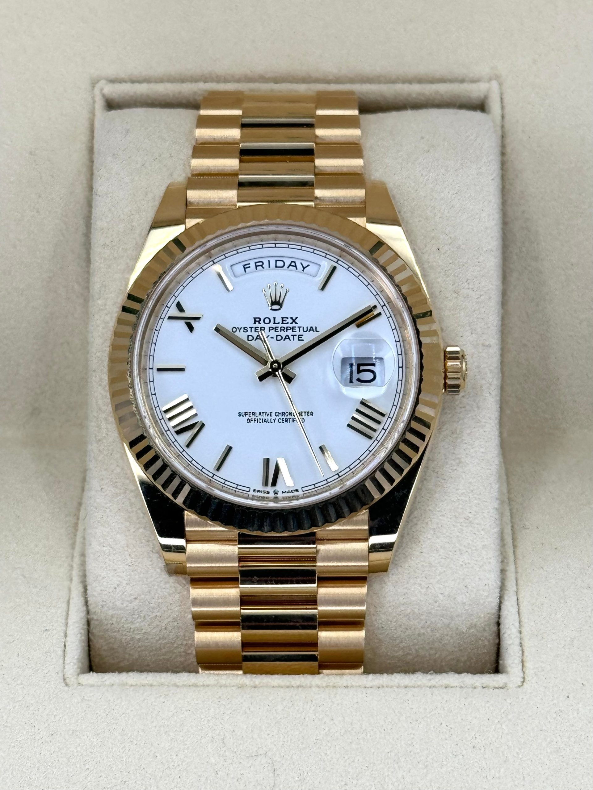 NEW 2025 Rolex Day-Date 40mm 228238 Presidential White Dial