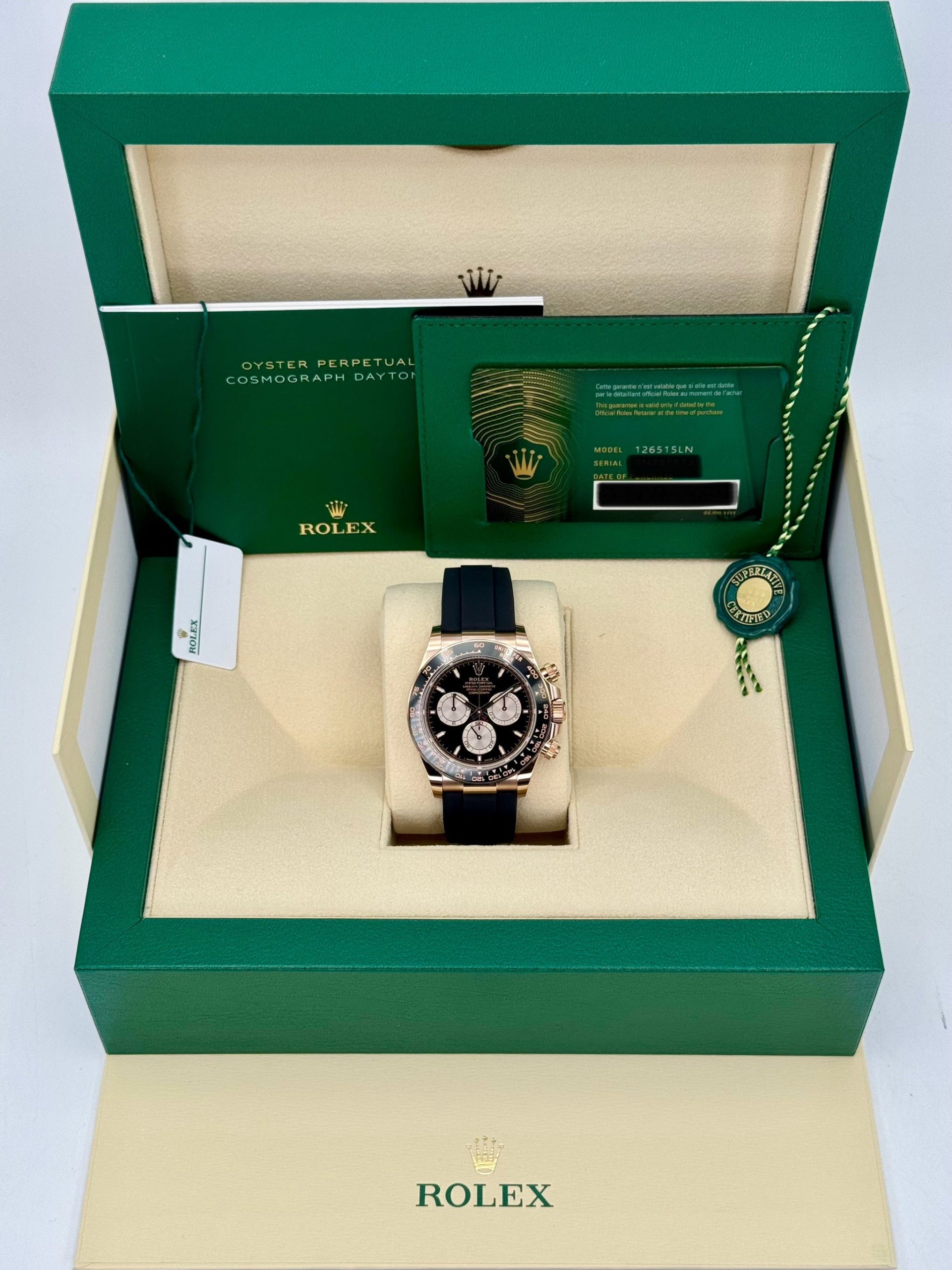 NEW 2025 Rolex Daytona 40mm 126515LN Rose Gold Oysterflex Black Dial - Image 11