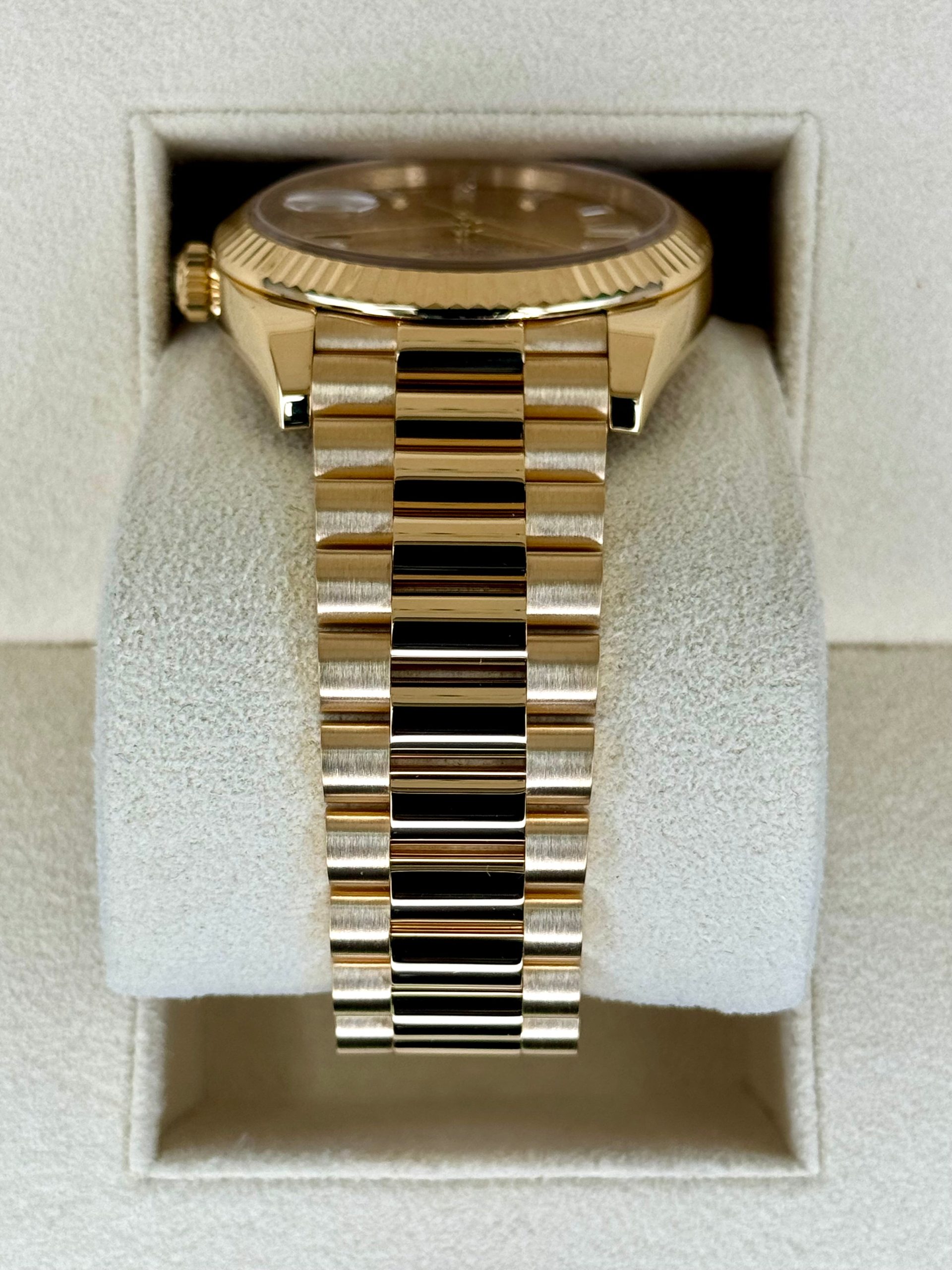 2023 Rolex Day-Date 40mm 228238 Champagne Diamond Baguette Dial - Image 4