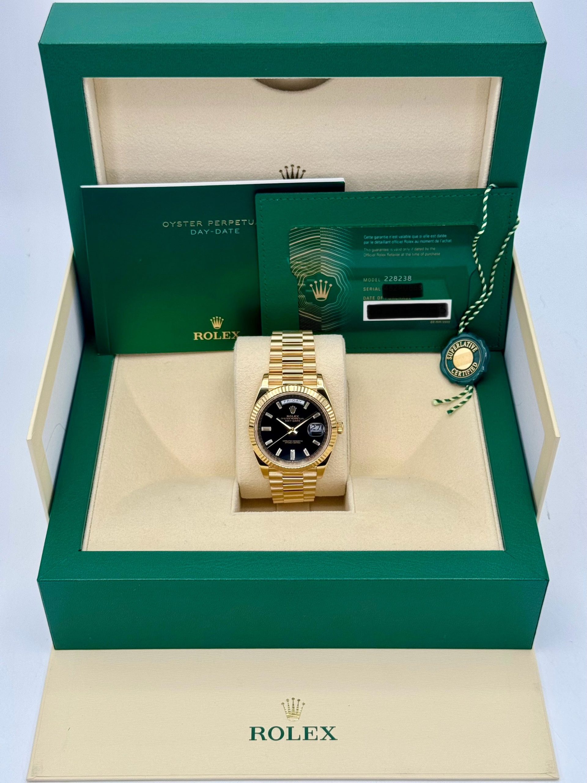 2023 Rolex Day-Date 40mm 228238 Black Diamond Baguette Dial - Image 11