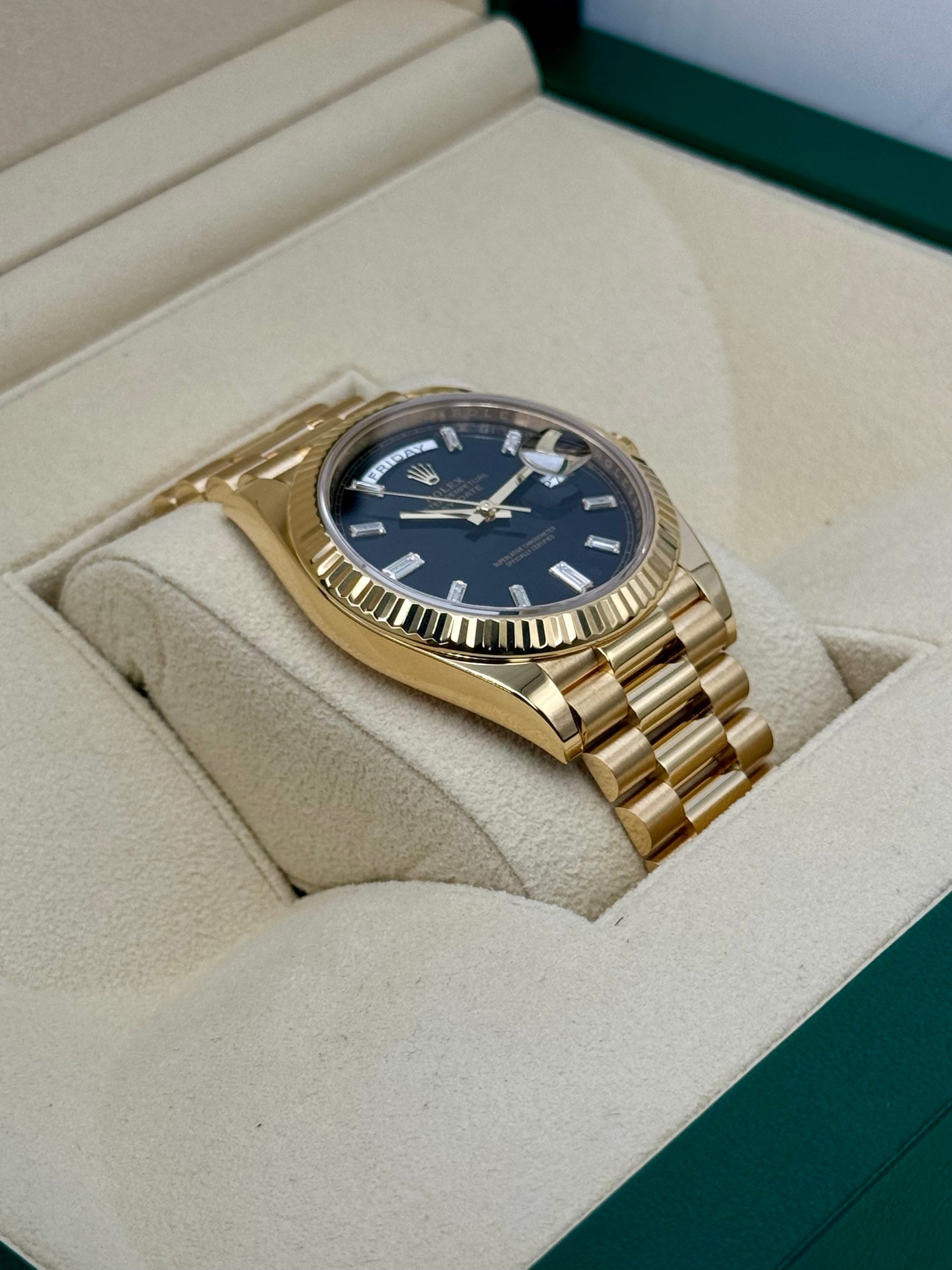 2023 Rolex Day-Date 40mm 228238 Black Diamond Baguette Dial - Image 6