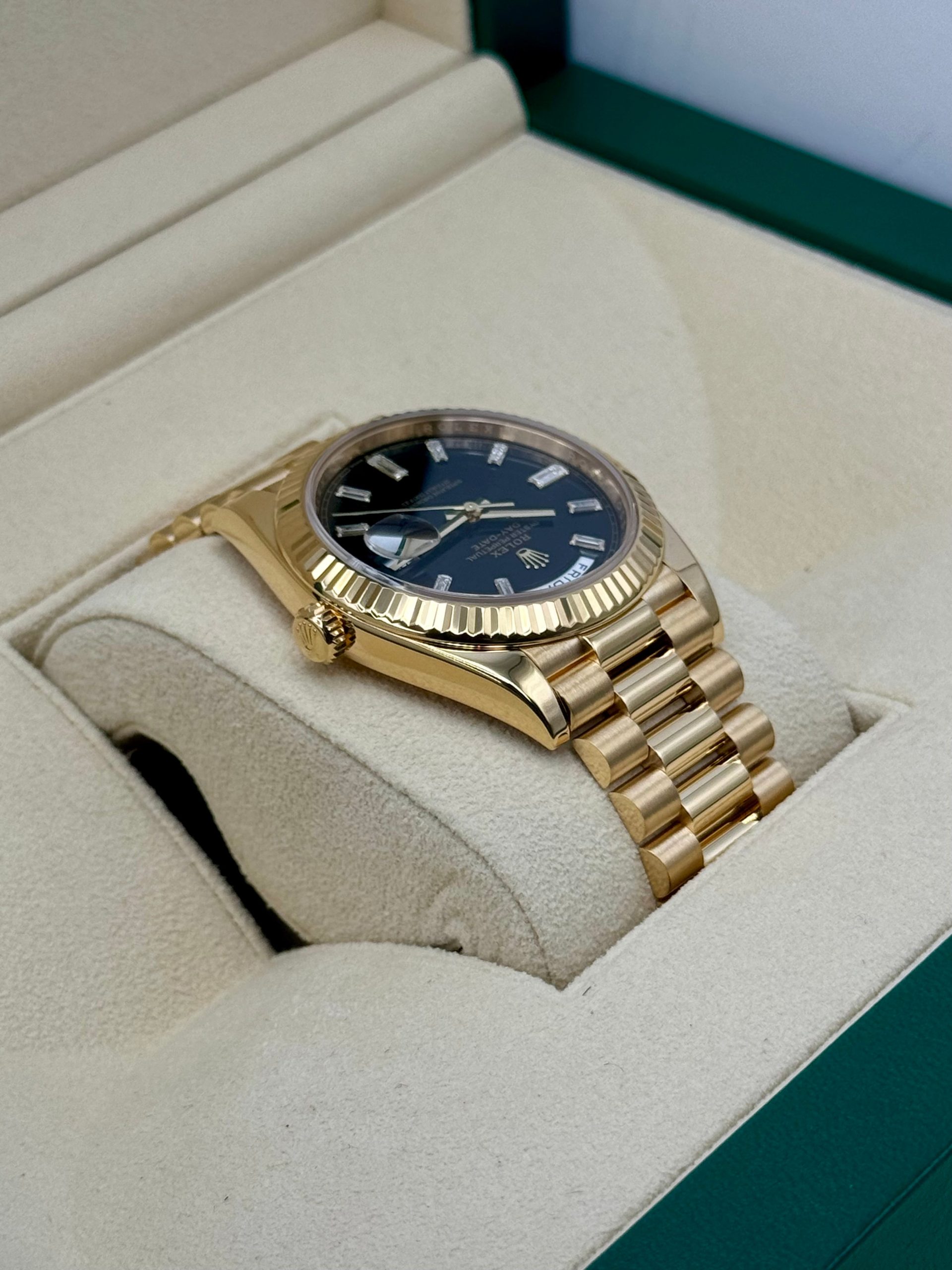 2023 Rolex Day-Date 40mm 228238 Black Diamond Baguette Dial - Image 8