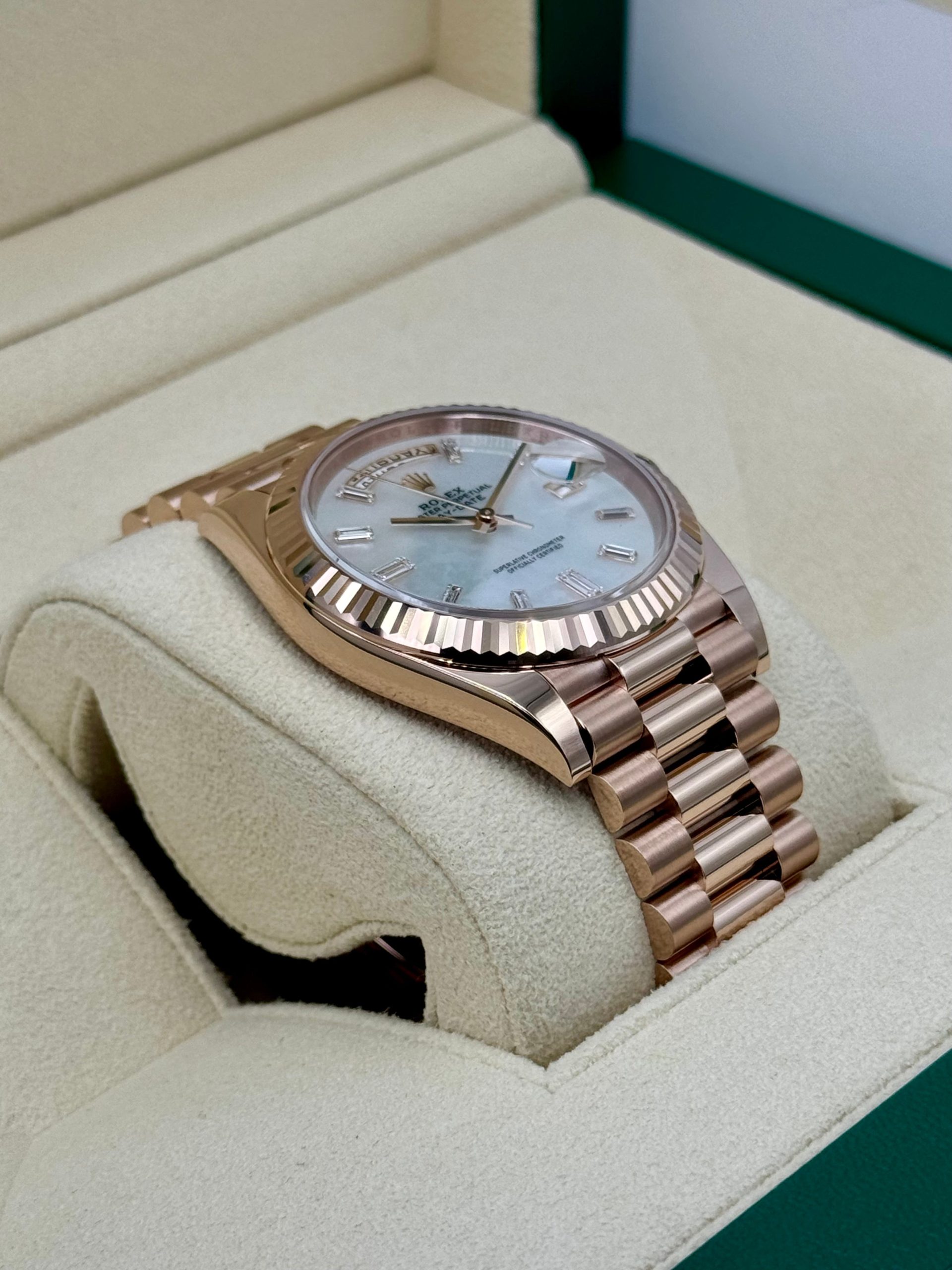 NEW 2024 Rolex Day-Date 40mm 228235 Rose Gold MOP Diamond Dial - Image 6