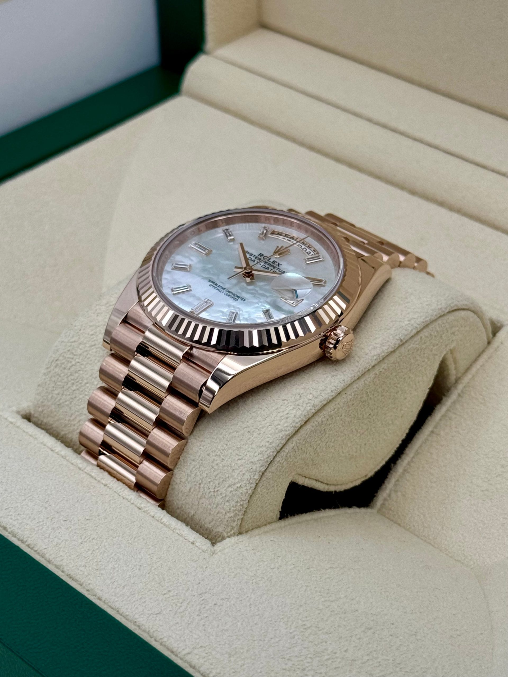 NEW 2024 Rolex Day-Date 40mm 228235 Rose Gold MOP Diamond Dial - Image 5