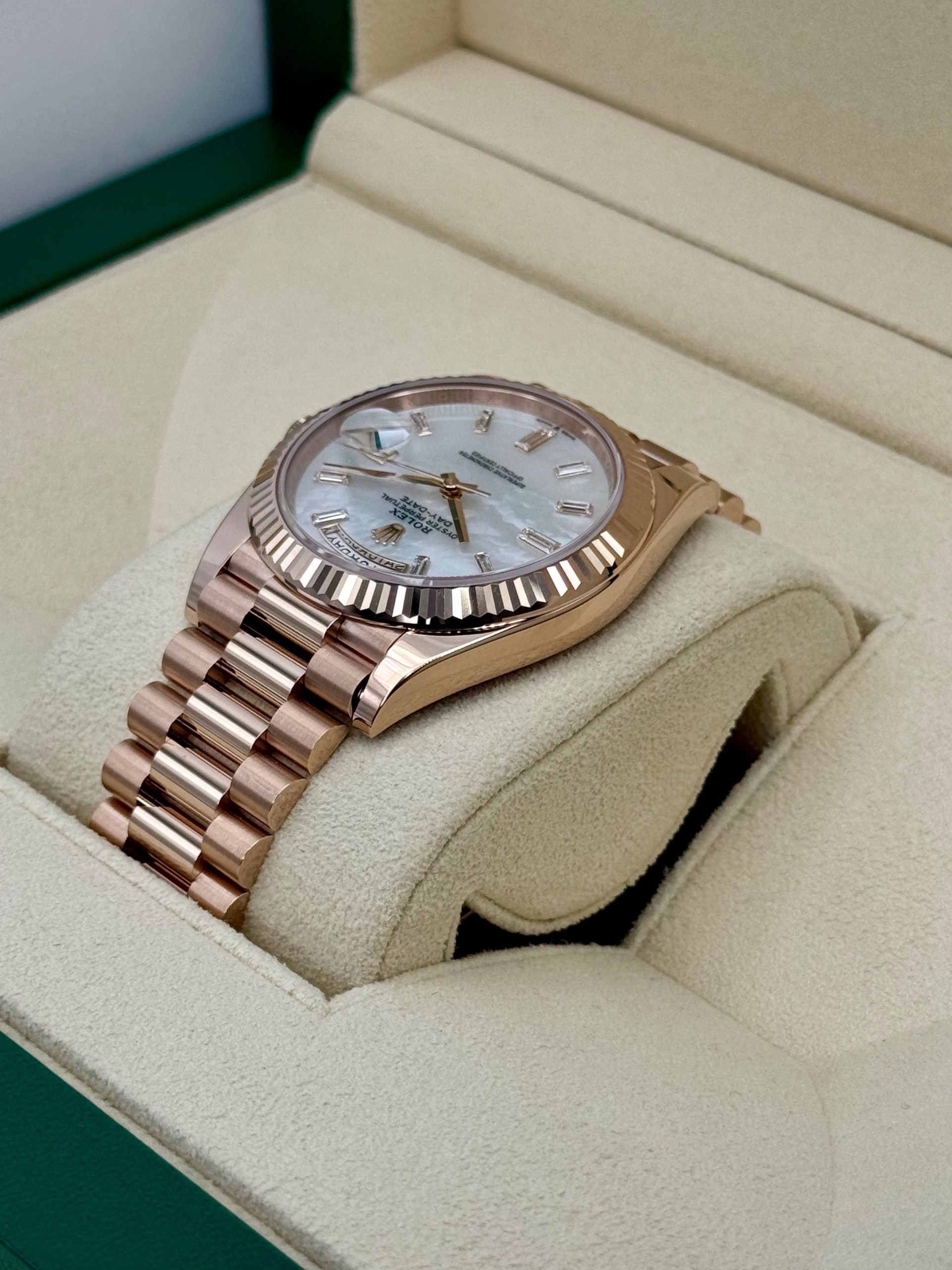 NEW 2024 Rolex Day-Date 40mm 228235 Rose Gold MOP Diamond Dial - Image 7