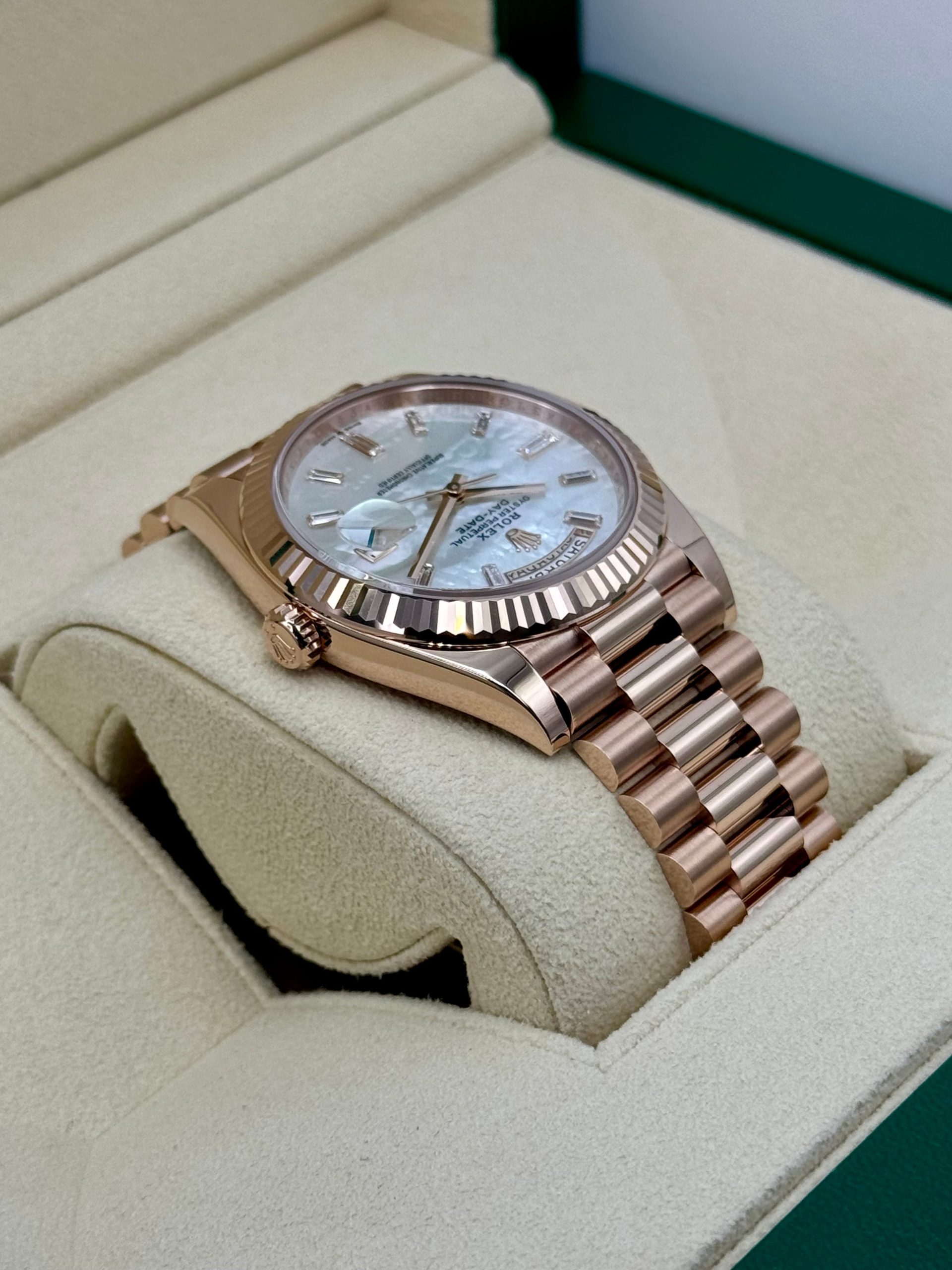 NEW 2024 Rolex Day-Date 40mm 228235 Rose Gold MOP Diamond Dial - Image 8