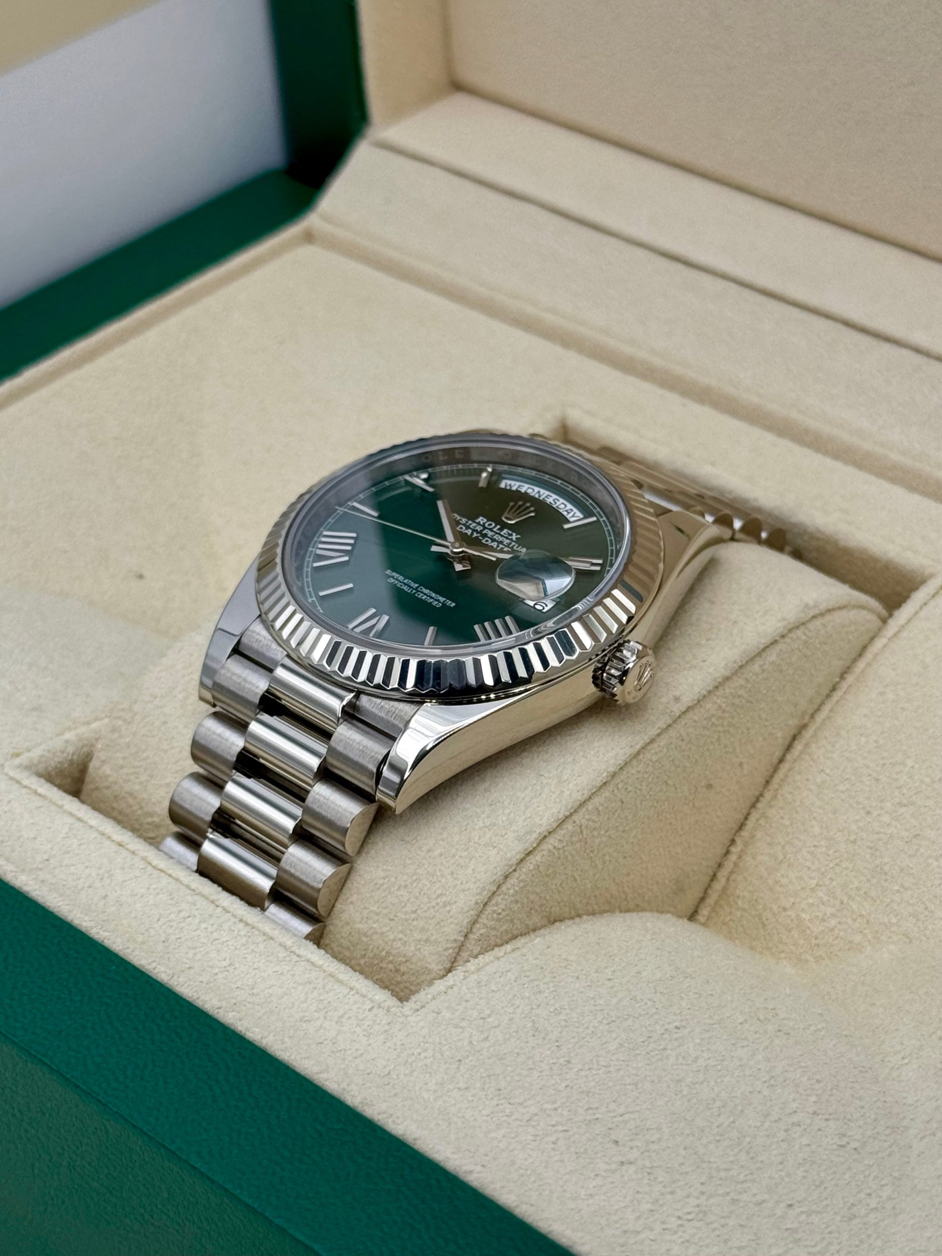 2023 Rolex Day-Date 40mm 228239 White Gold Olive Dial - Image 5