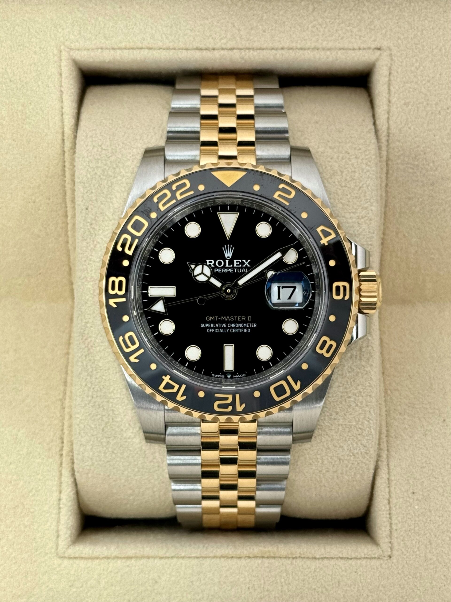 2024 Rolex GMT-Master II 40mm 126713GRNR Two-Tone Jubilee Black Dial