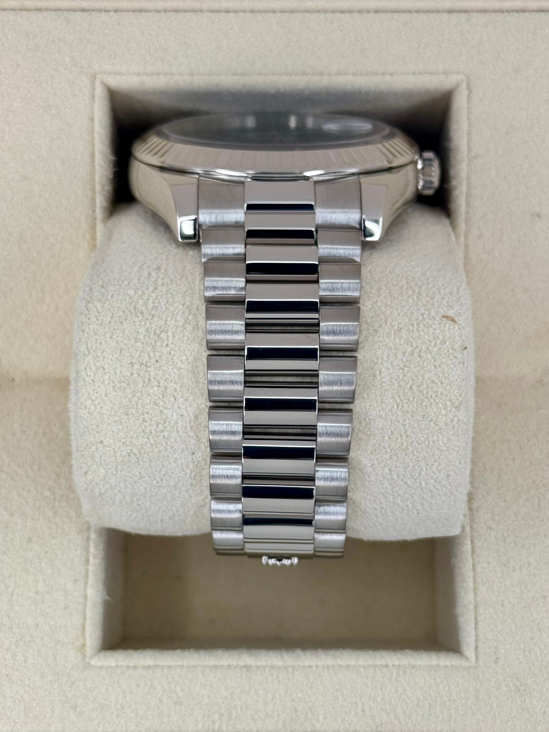 2015 Rolex Day-Date II 41mm 218239 White Gold Presidential Black Dial - Image 3