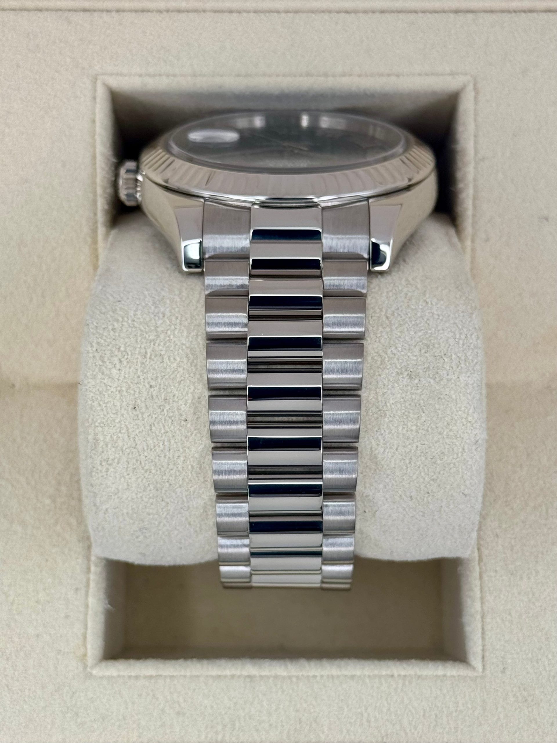 2015 Rolex Day-Date II 41mm 218239 White Gold Presidential Black Dial - Image 4