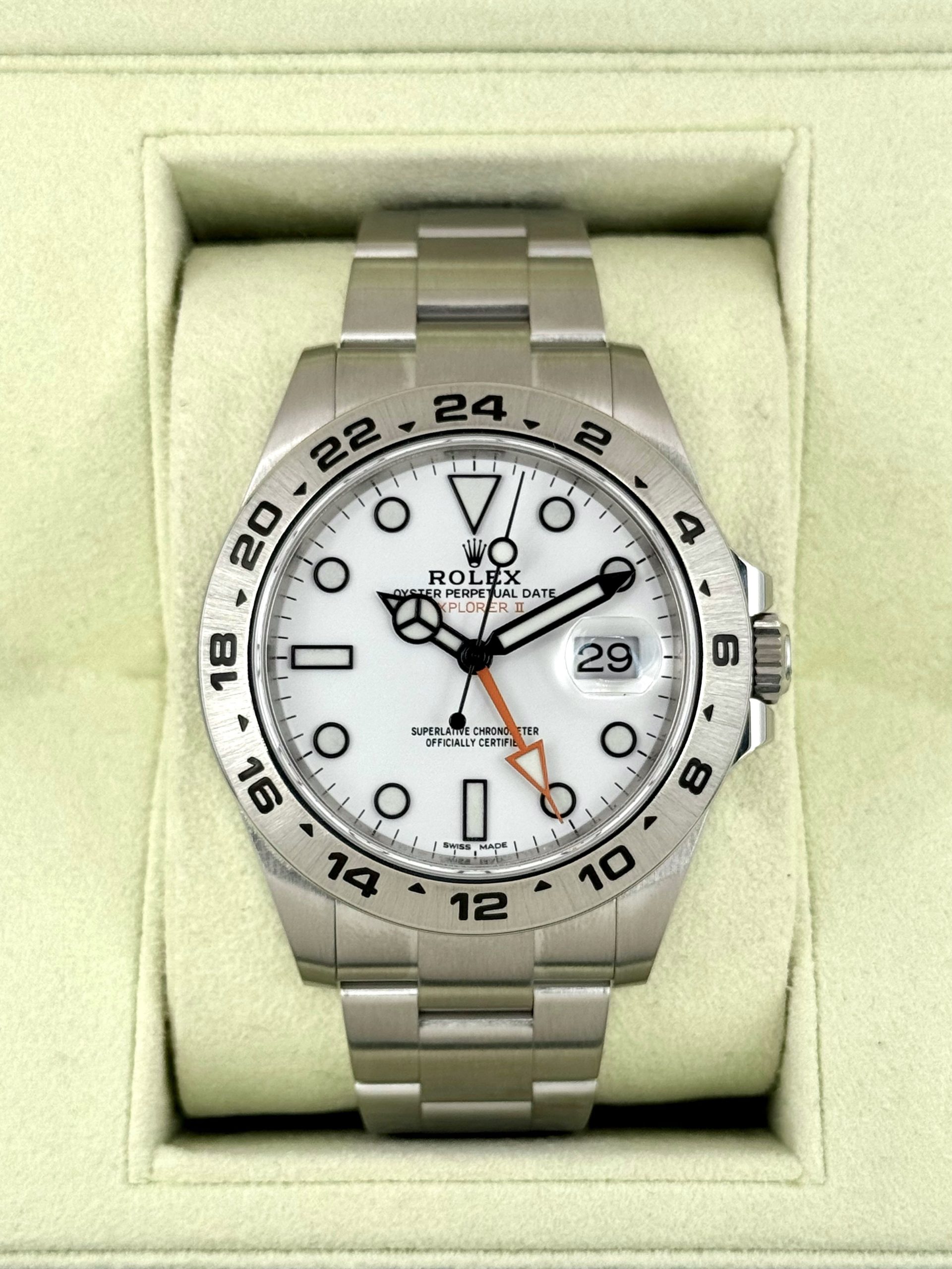 2019 Rolex Explorer II 42mm 216570 Stainless Steel Polar White Dial