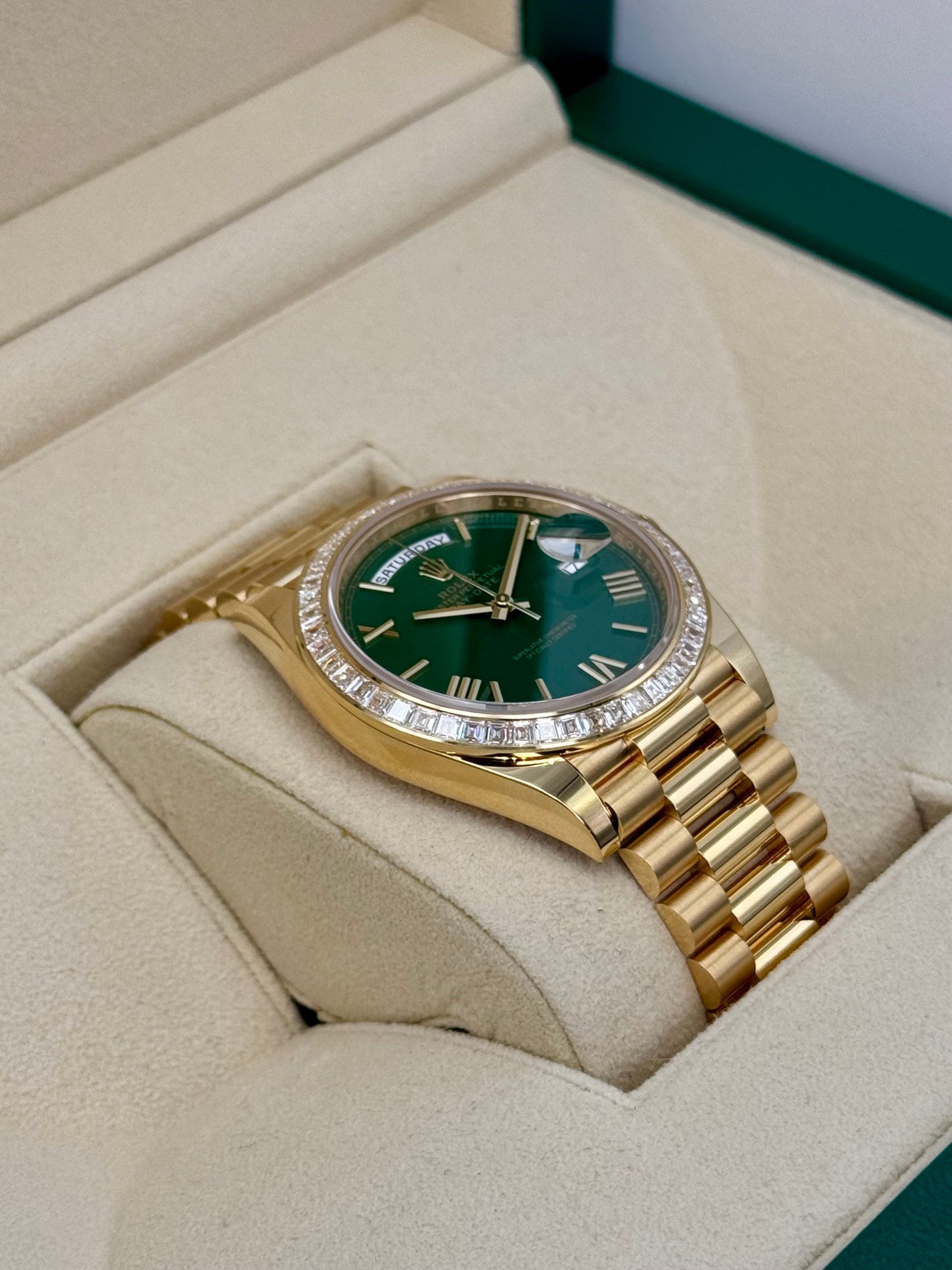 2023 Rolex Day-Date 40mm 228398TBR Presidential Yellow Gold Green Dial - Image 6