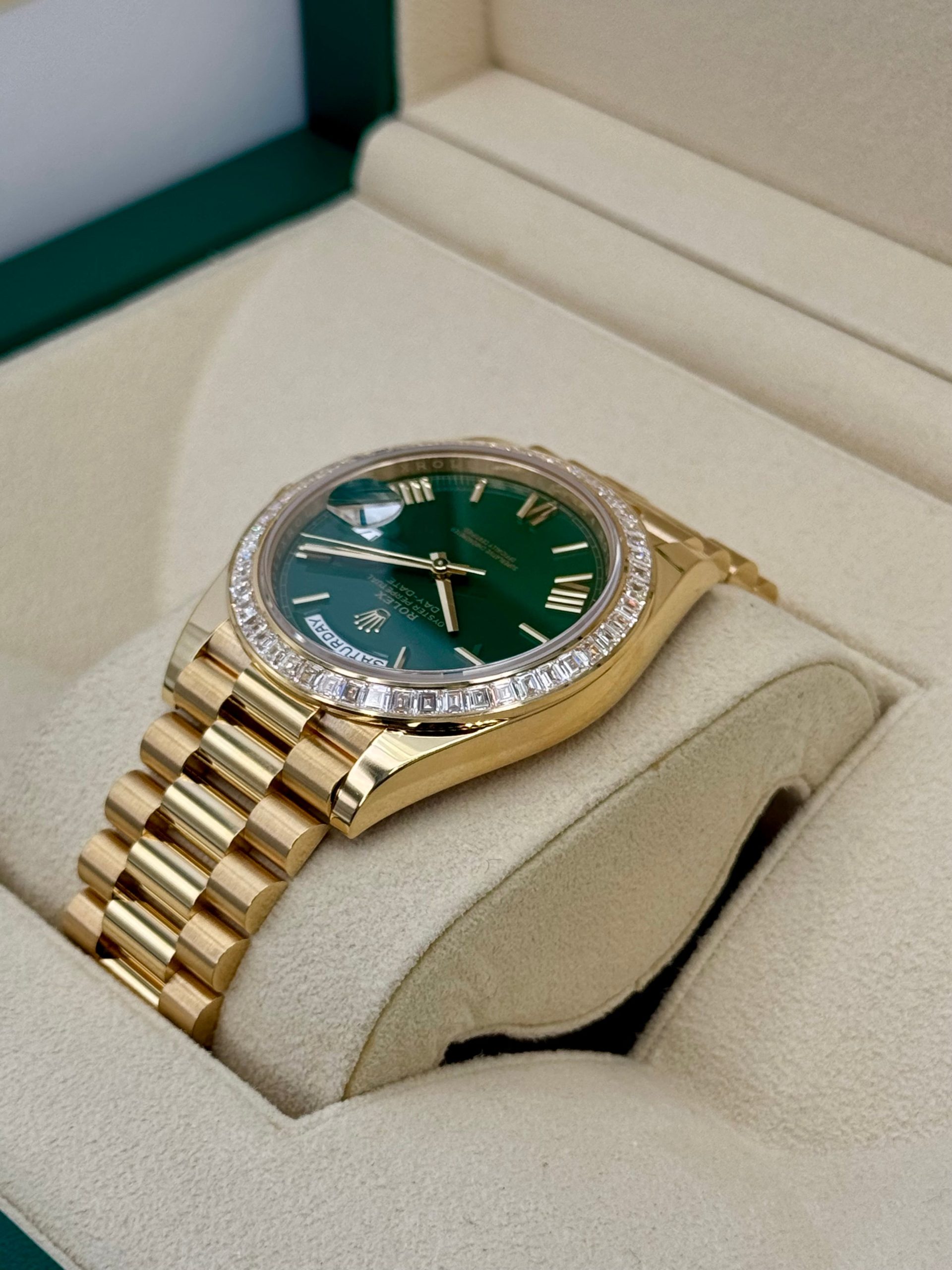 2023 Rolex Day-Date 40mm 228398TBR Presidential Yellow Gold Green Dial - Image 7