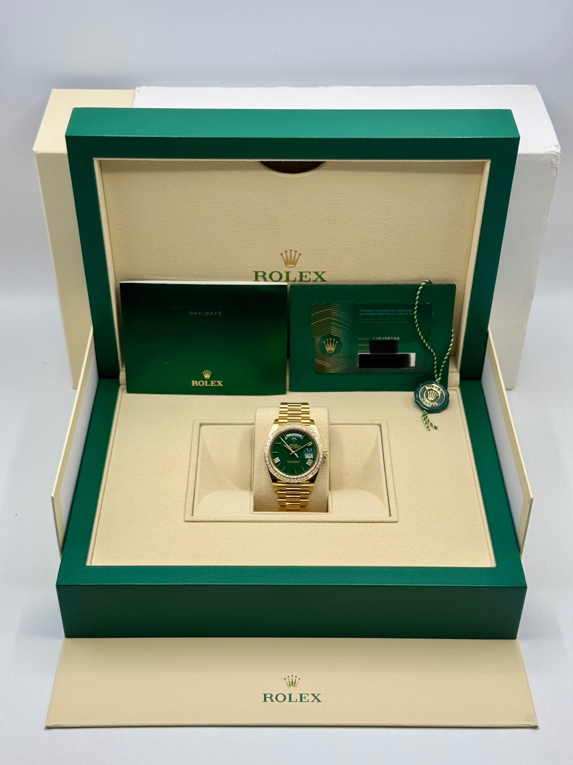 2023 Rolex Day-Date 40mm 228398TBR Presidential Yellow Gold Green Dial - Image 10