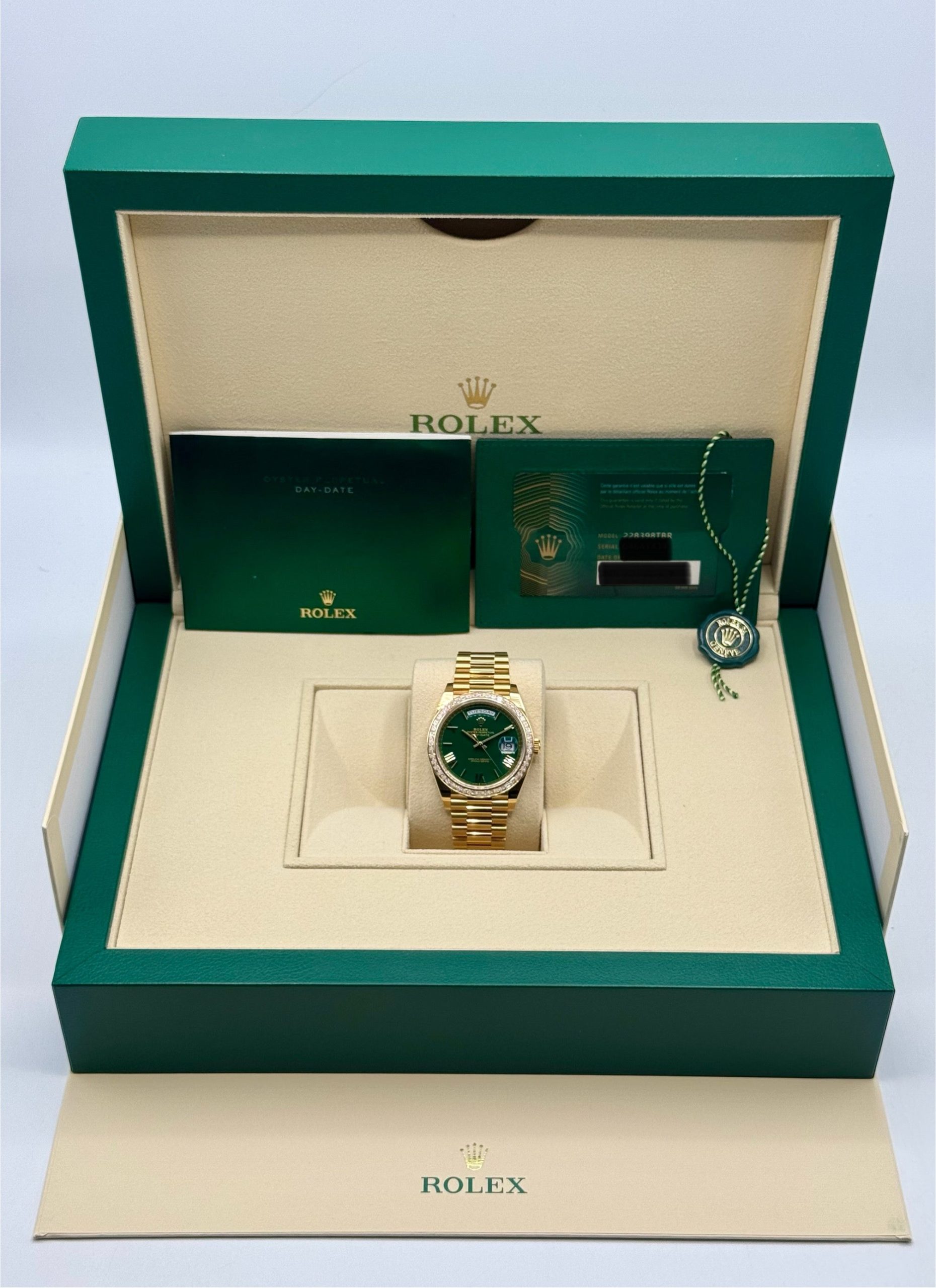 2023 Rolex Day-Date 40mm 228398TBR Presidential Yellow Gold Green Dial - Image 9